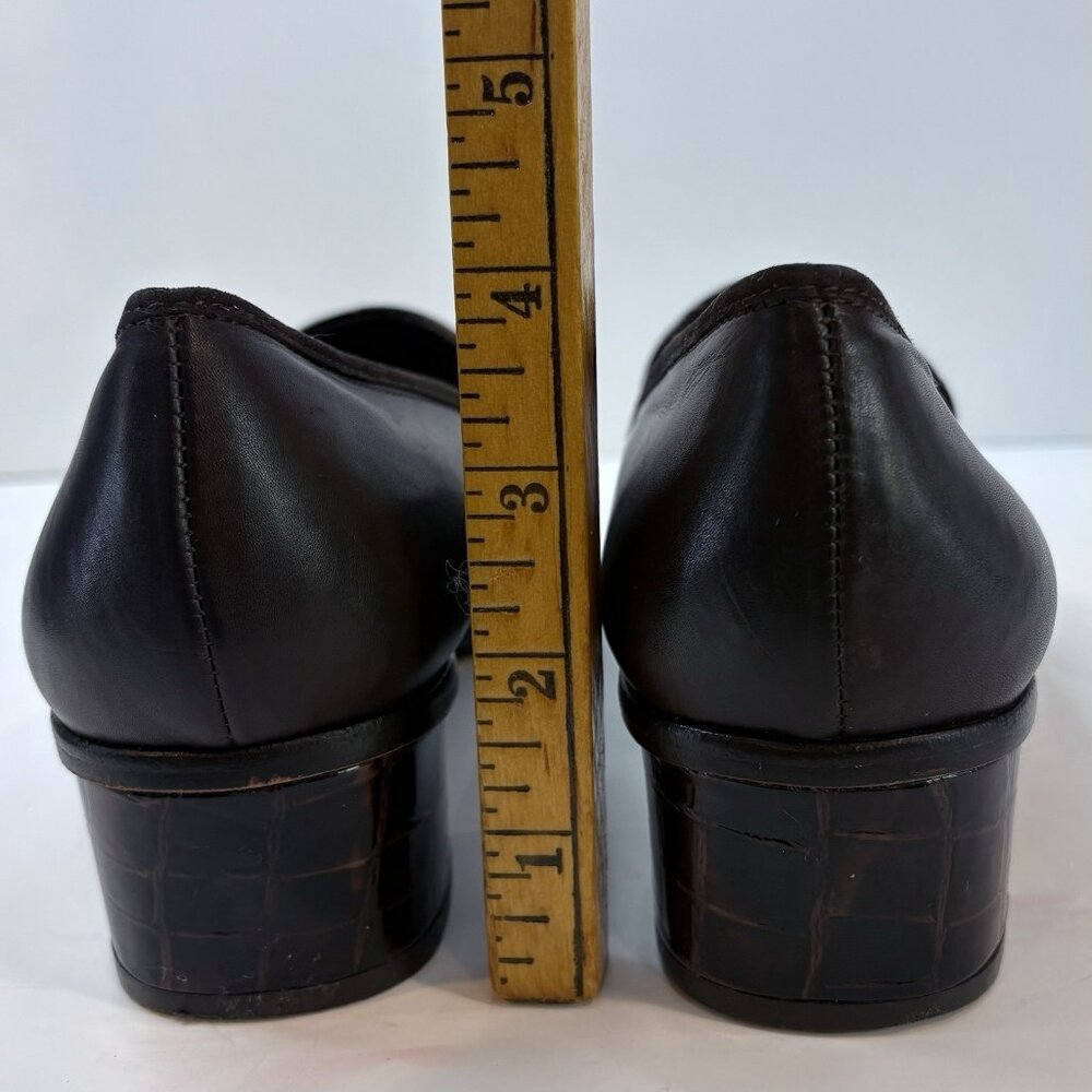 Brighton Artist Brown & Croc Laofers w/Silver Design and Low Heel 9N Retro, 90’s - Picture 3 of 10